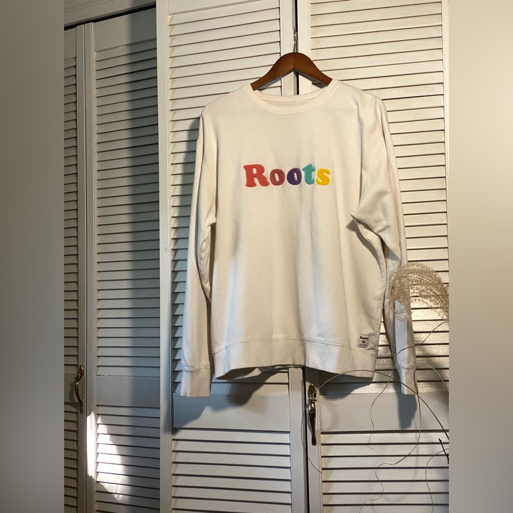 Roots White Sweatshirt with Colourful Logo